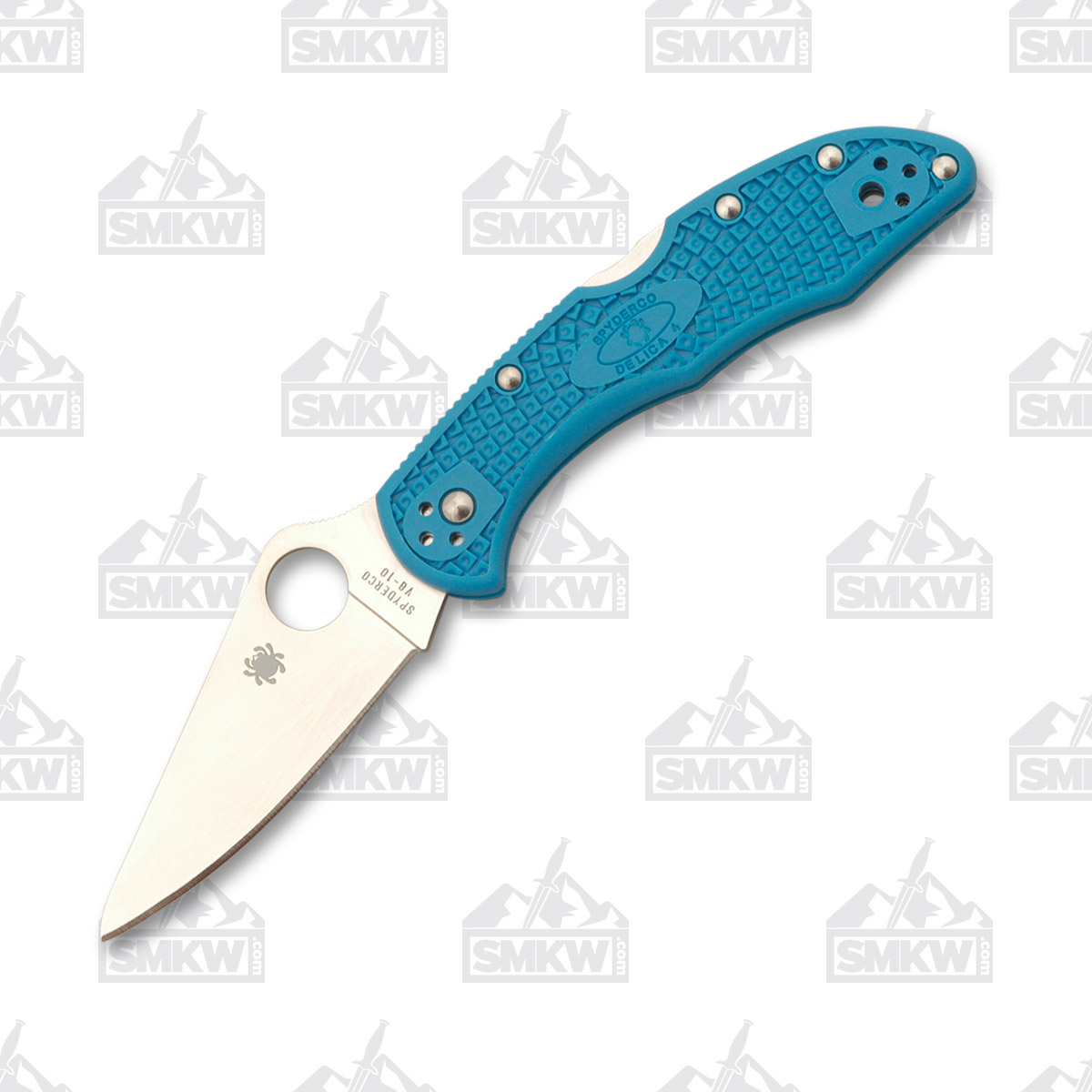 Spyderco Delica 4 Lightweight Blue 2.9 Inch Plain Satin Clip Point SPC11FPBL View 2