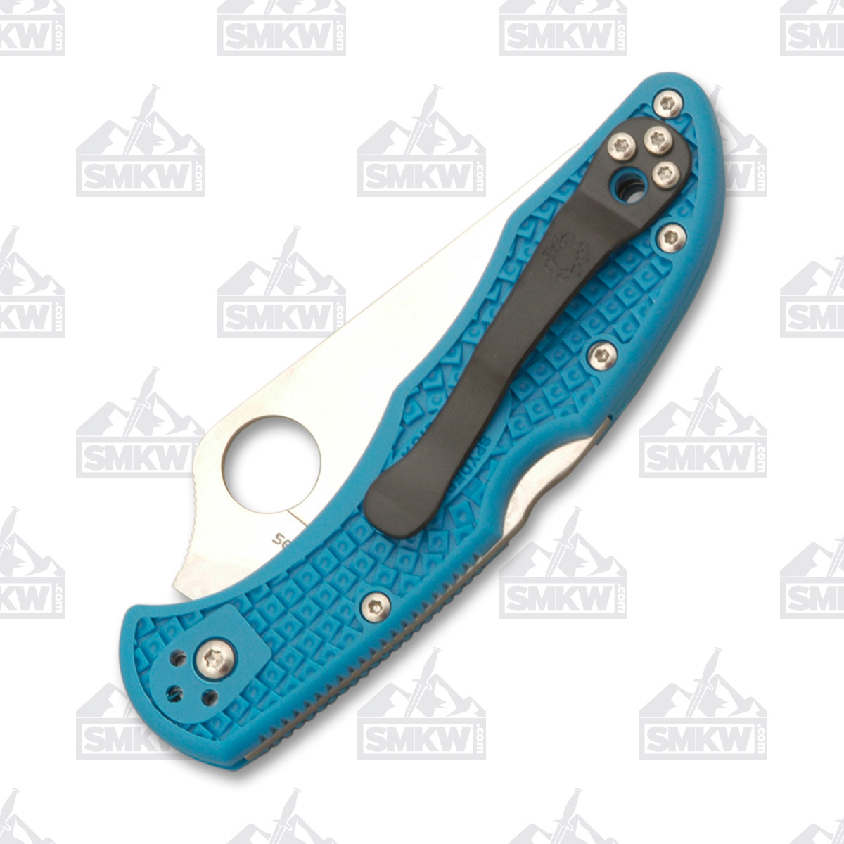 Spyderco Delica 4 Lightweight Blue 2.9 Inch Plain Satin Clip Point SPC11FPBL View 3