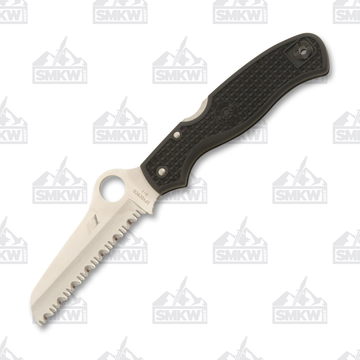 Spyderco Atlantic Salt Folding Knife Black FRN 3.68in Satin Serrated Blade SPC89SBK View 2