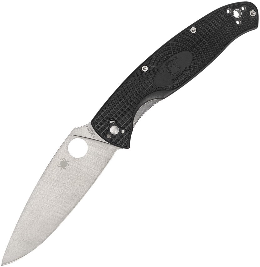 Spyderco Resilience Lightweight 4.25 Inch Plain Satin Drop Point SPC142PBK View 1