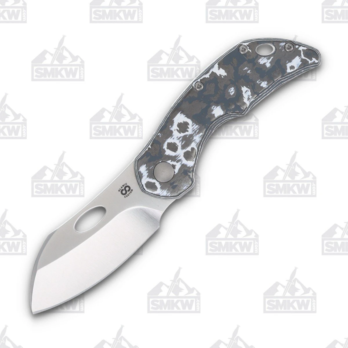 Olamic Busker Largo Folding Knife 023-L Satin Magnacut, White Storm FatCarbon BCF023L View 1