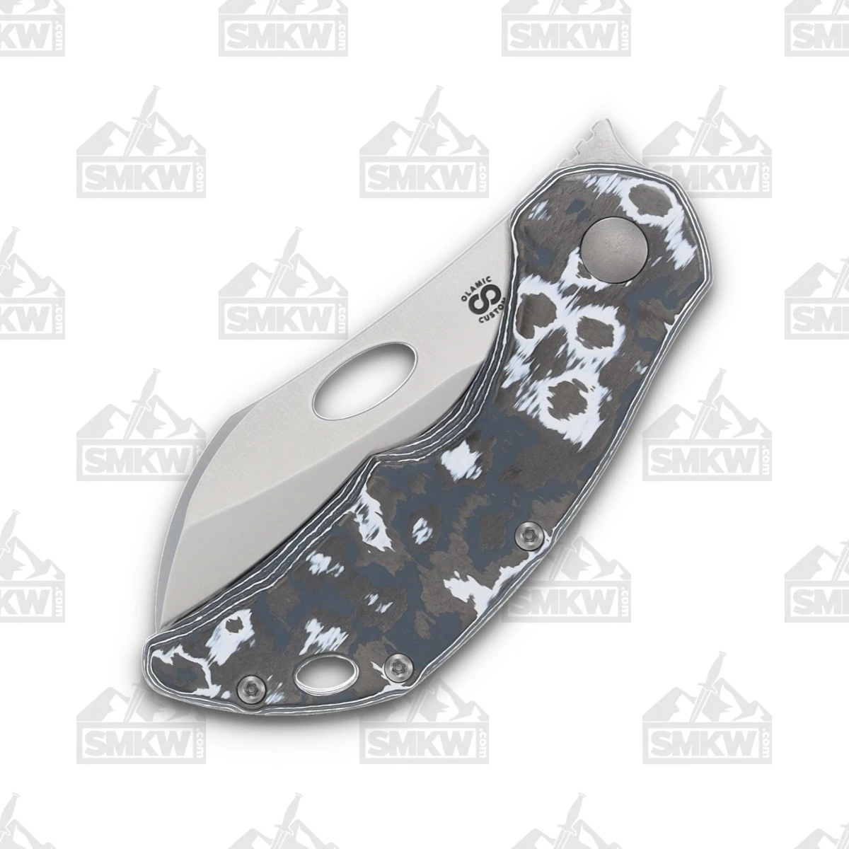 Olamic Busker Largo Folding Knife 023-L Satin Magnacut, White Storm FatCarbon BCF023L View 5