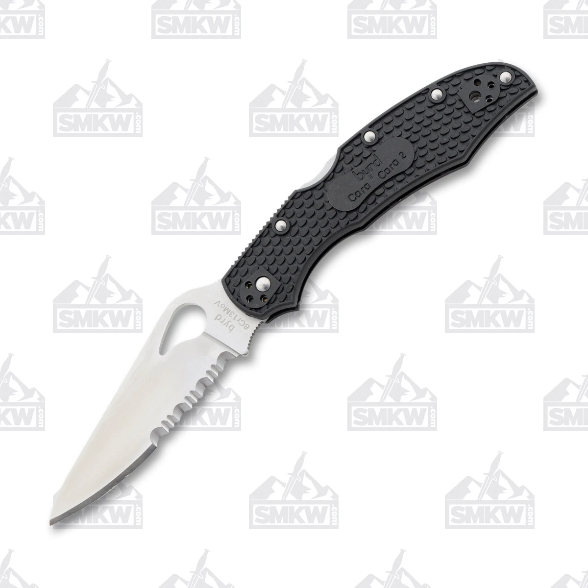 Spyderco Cara Cara 2 3.77 Inch Partially Serrated Satin Clip Point SPBY03PSBK View 2