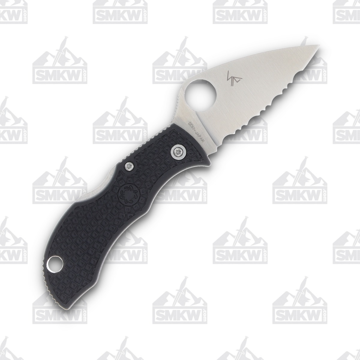 Spyderco Manbug Folding Knife Black Lightweight Leaf Serrated SPMBKLFS View 2