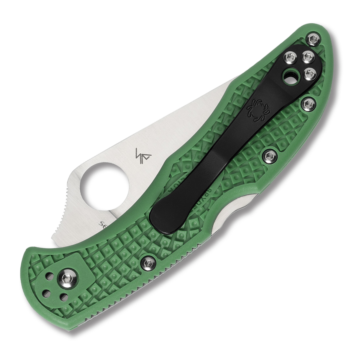 Spyderco Delica 4 Folding Knife Green 2.9 Inch Plain Satin Clip Point SPC11FPGR View 2