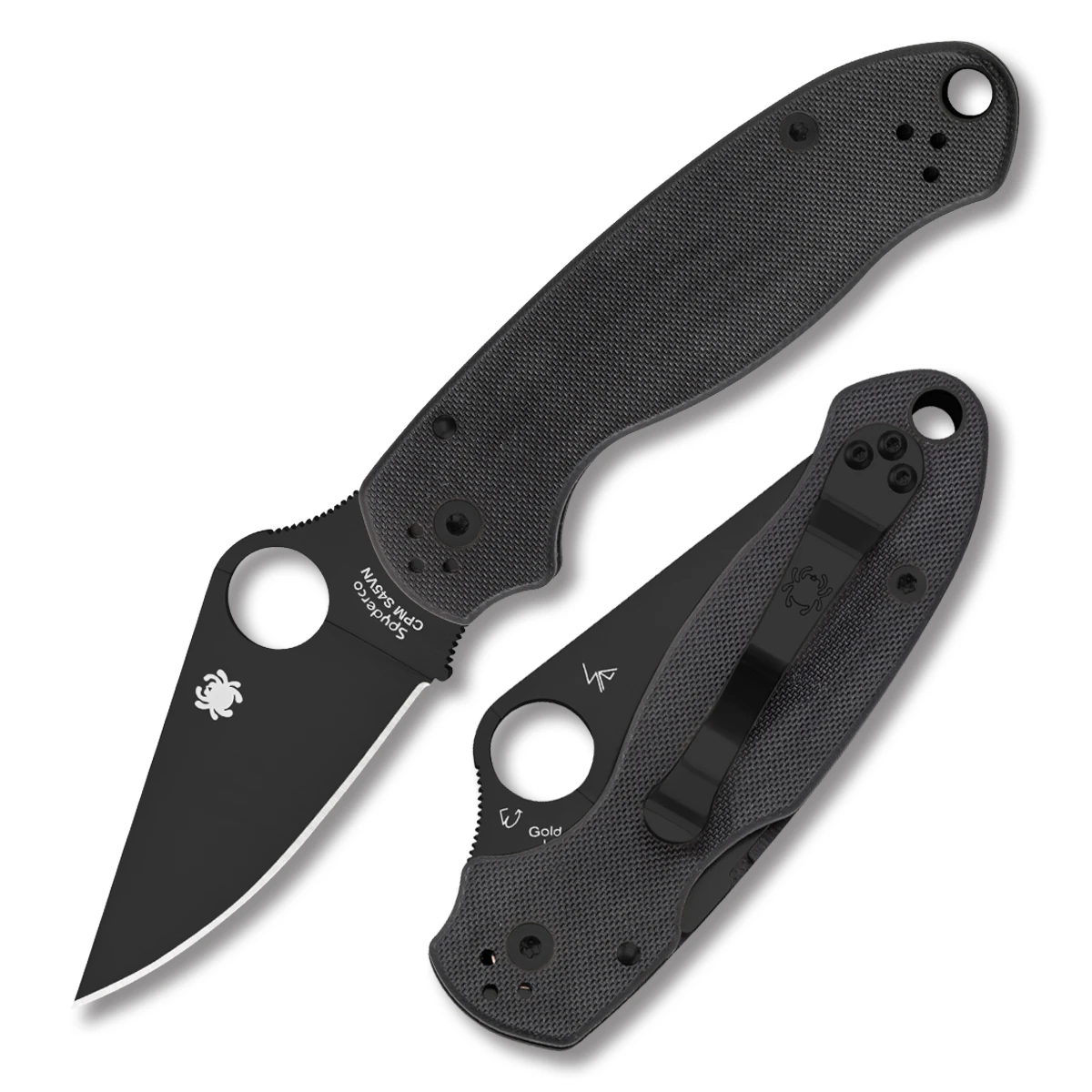 Spyderco Para 3 Folding Knife 2.93in Plain Black DLC Coated Clip Point SPC223GPBK View 1