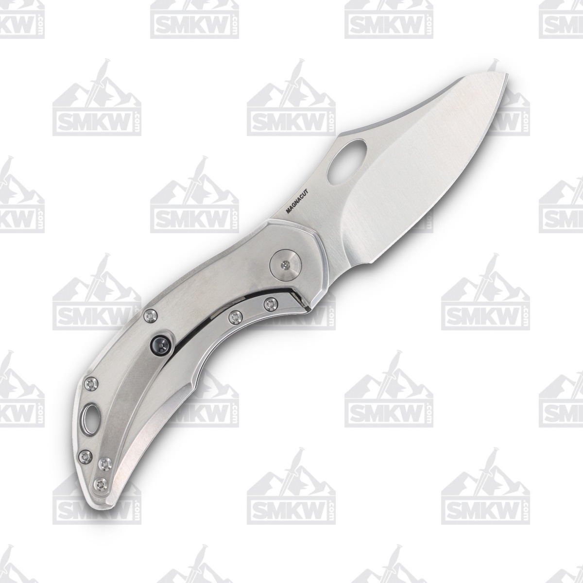 Olamic Busker Semper Framelock Folding Knife 013-S (Satin Magnacut, Twill FatCarbon/Satin Titanium) BCF013S View 2