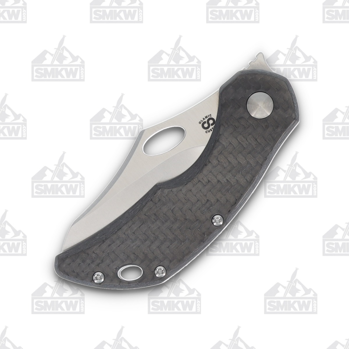 Olamic Busker Semper Framelock Folding Knife 013-S (Satin Magnacut, Twill FatCarbon/Satin Titanium) BCF013S View 5