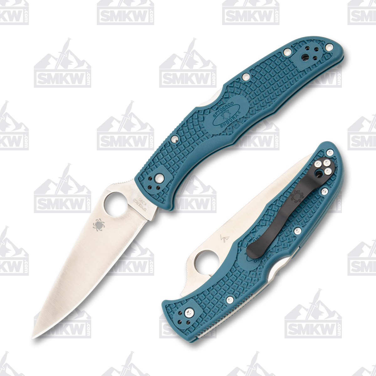 Spyderco Endura 4 Lightweight Folding Knife Blue 3.8in K390 Satin Plain Blade SPC10FPK390 View 1
