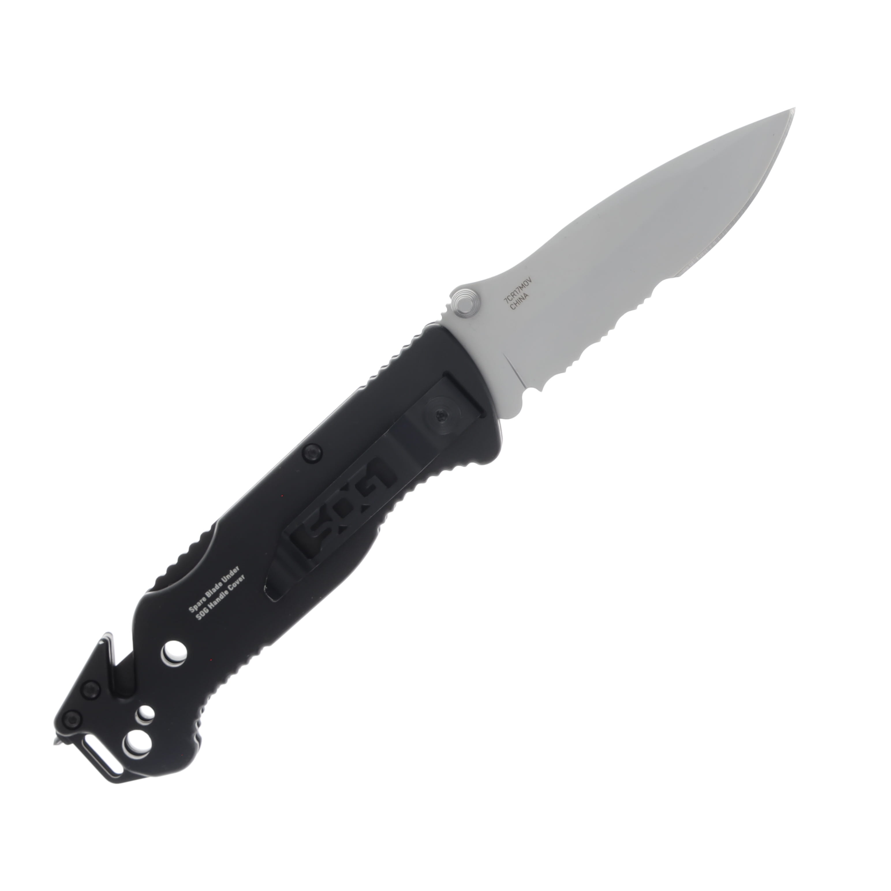 SOG Escape 3.4 Inch Partially Serrated Bead Blasted Clip Point SOGFF24 View 2