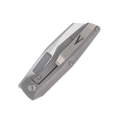 Vero Axon Mini Framelock Folding Knife Belt Satin M390/Stonewash Titanium View 8