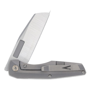 Vero Axon Mini Framelock Folding Knife Belt Satin M390/Stonewash Titanium View 6