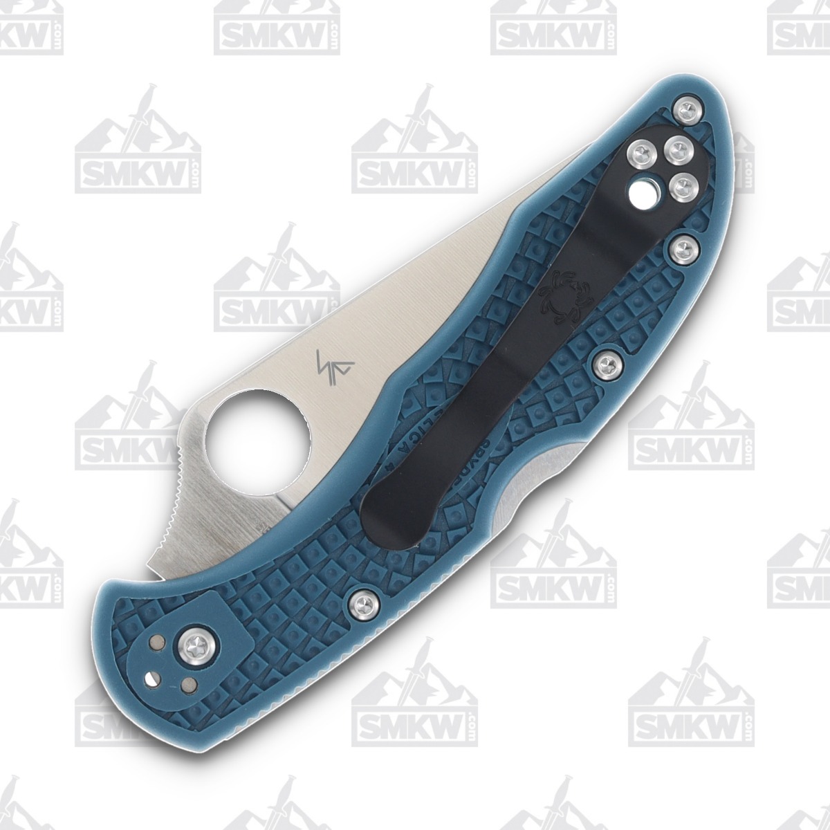Spyderco Endela Folding Knife Blue 3.41 Inch Serrated Satin Clip Point SPC243FSK390 View 6