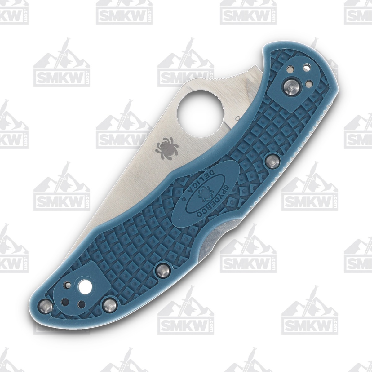 Spyderco Endela Folding Knife Blue 3.41 Inch Serrated Satin Clip Point SPC243FSK390 View 5