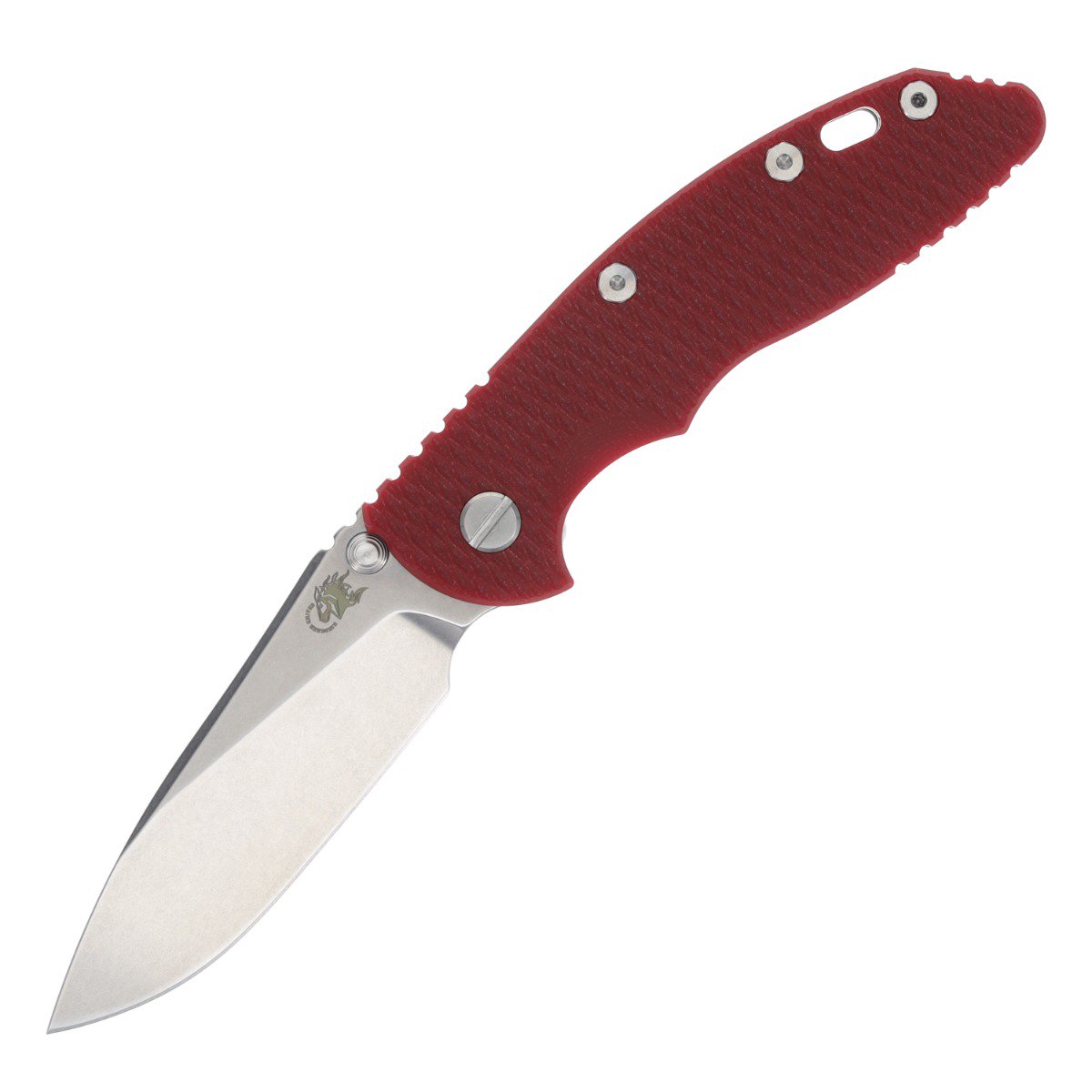 Hinderer XM-18 3.5 Non Flipper Folding Knife Stonewash Slicer/Red G-10 Gray Titanium KXM35NFSLSRG10 View 1