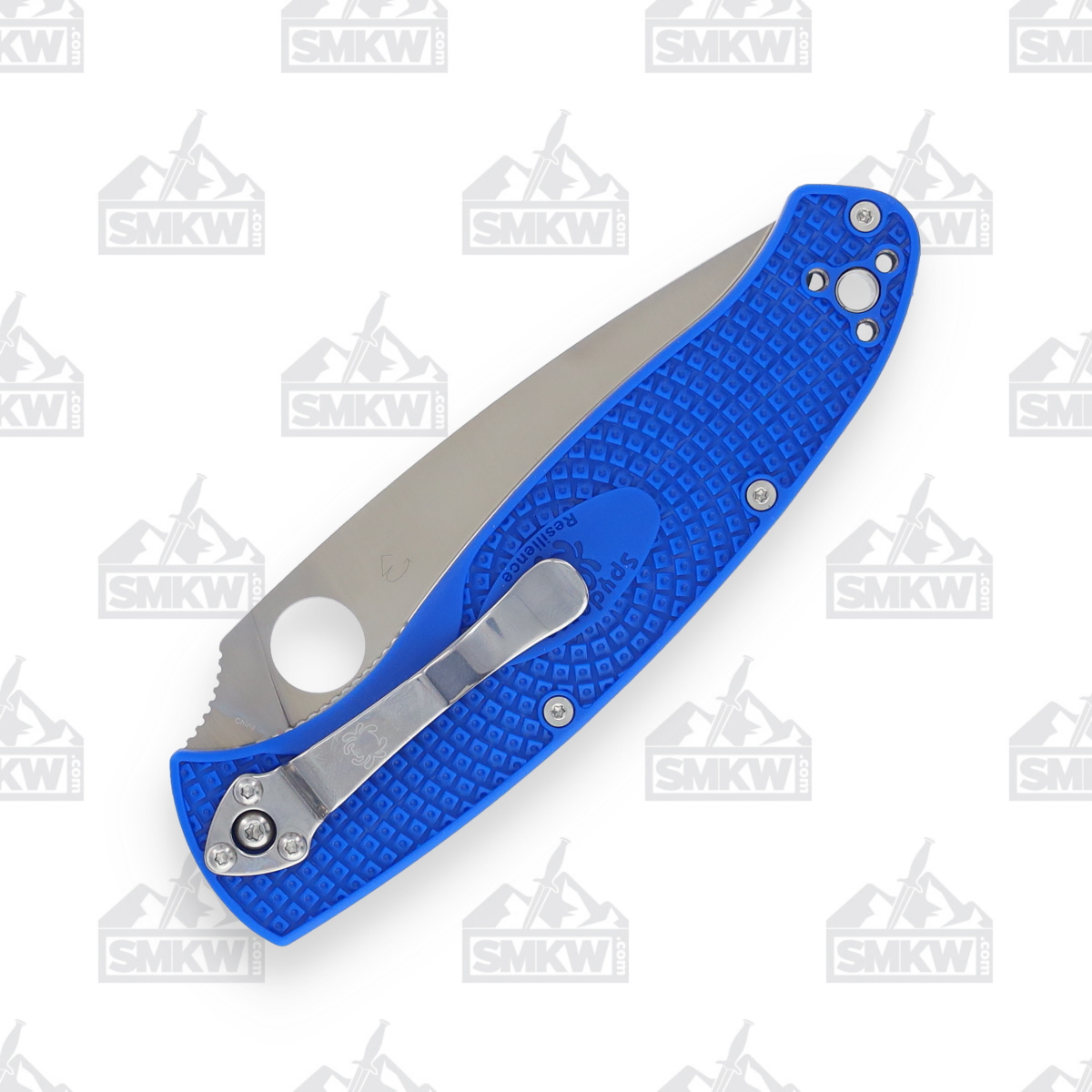 Spyderco Resilience Lightweight Folding Knife Blue FRN 4.25in Satin Plain Blade SPC142PBL View 6