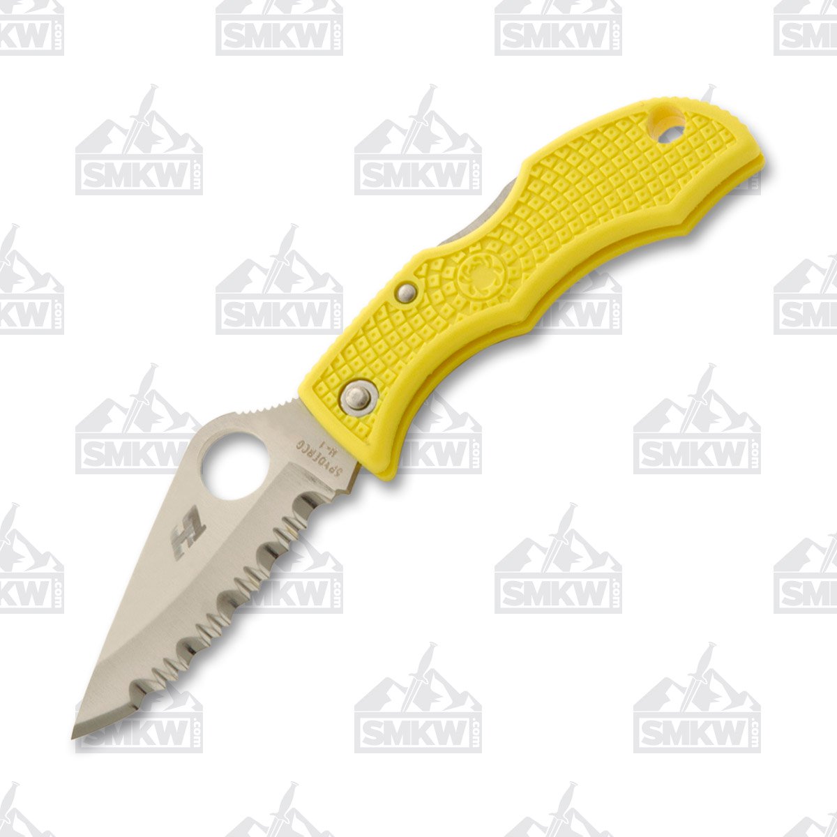 Spyderco Ladybug 3 Salt Folding Knife Yellow FRN 1.9in Satin Serrated Blade SPLYLS3 View 1