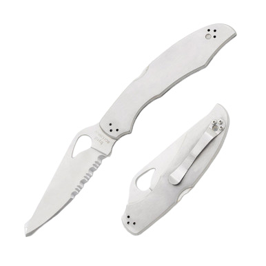 Spyderco Cara Cara 2 Stainless 3.77in Partially Serrated Satin Clip Point SPBY03PS View 1