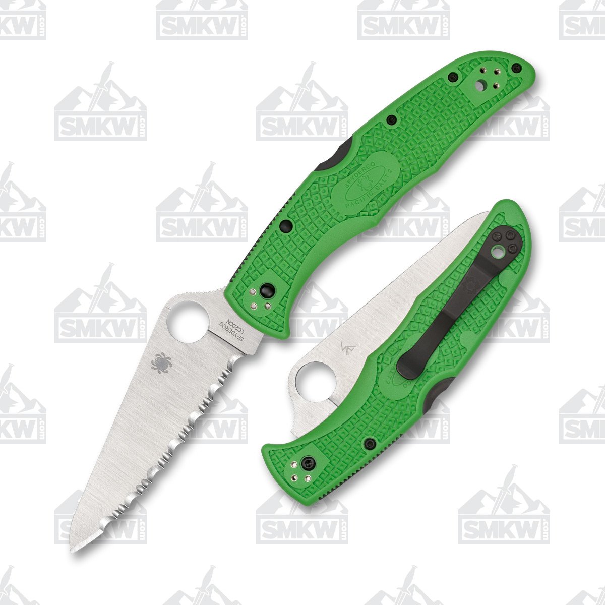 Spyderco Pacific Salt 2 Folding Knife Serrated Green SPC91FSGR2 View 1