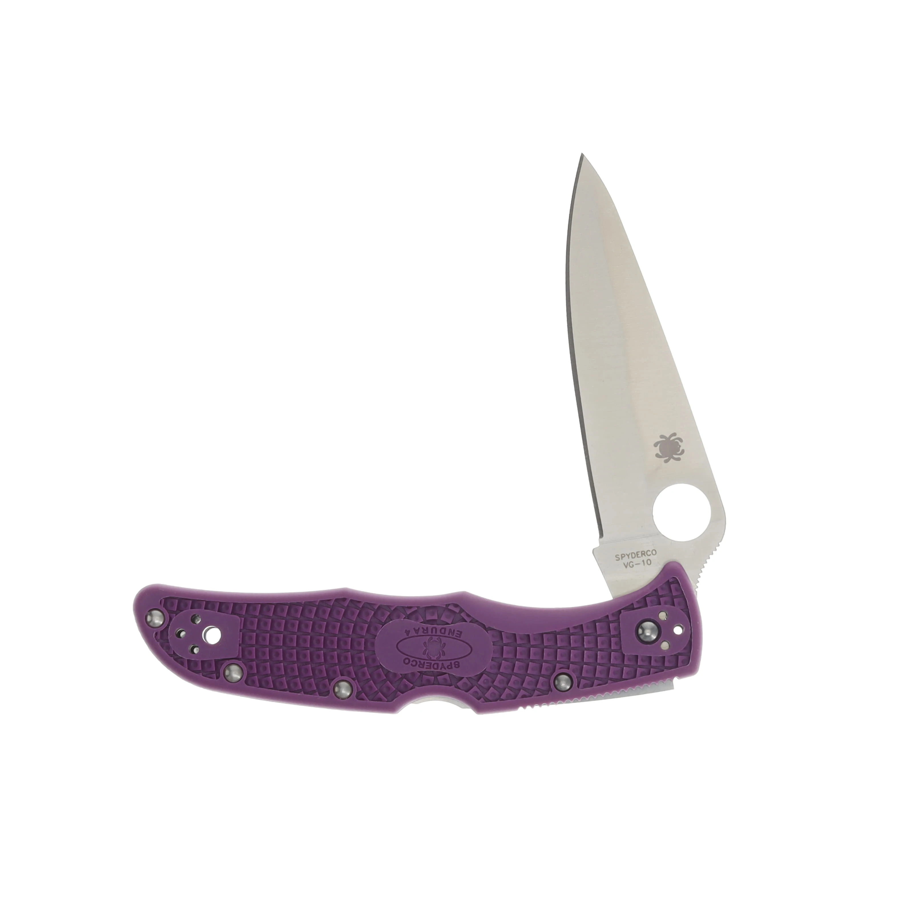 Spyderco Endura 4 Lightweight Flat Ground Purple FRN 3.8in Satin Plain Blade SPC10FPPR View 3