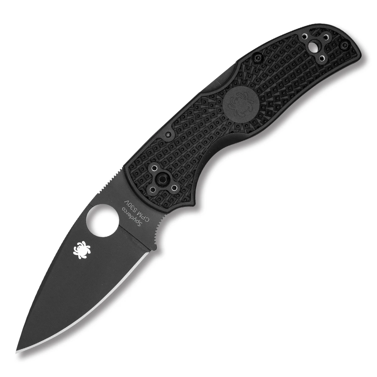 Spyderco Native 5 Blackout Folding Knife 2.95in Plain Black DLC Leaf SPC41PBBK5 View 1