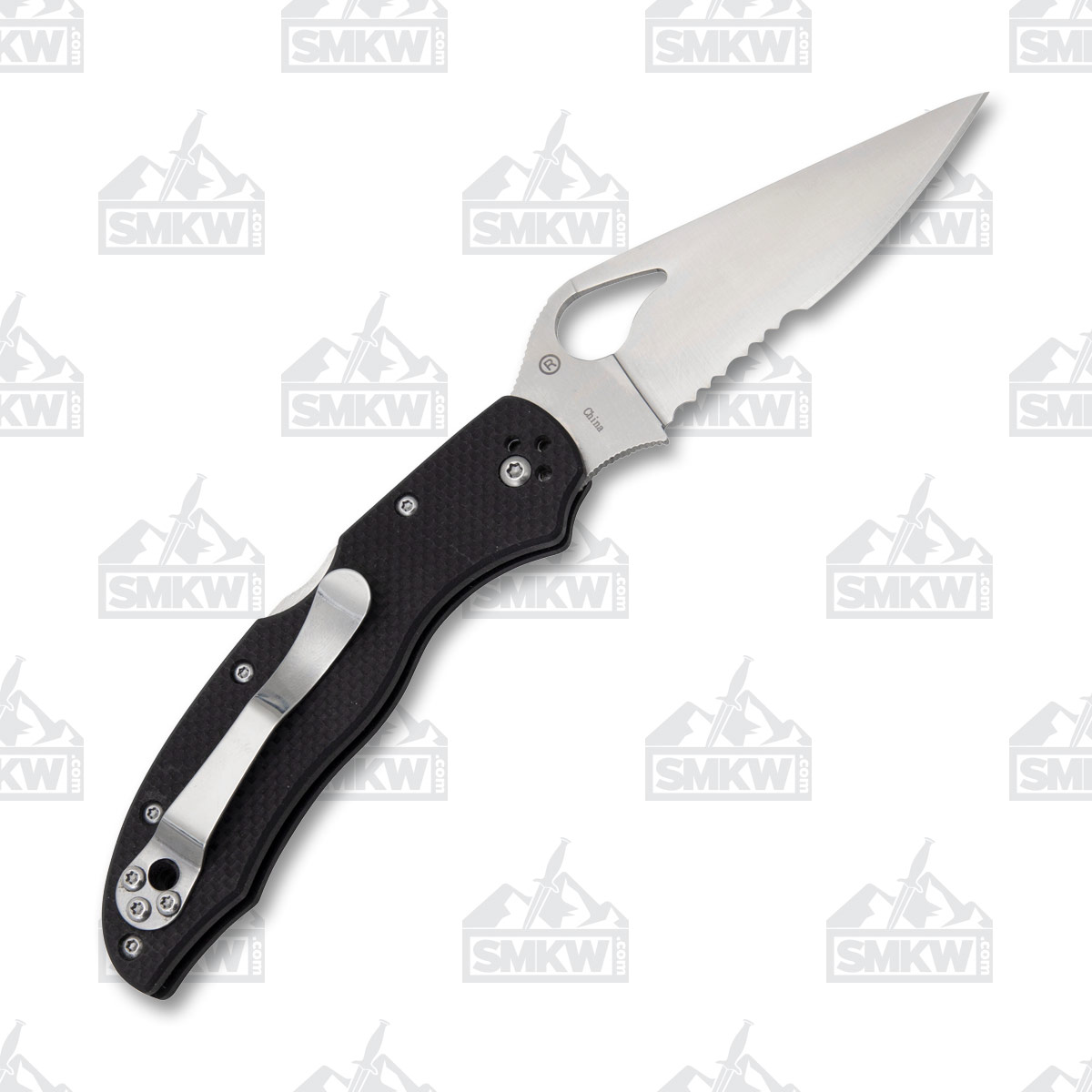 Spyderco Byrd Harrier 2 Folding Knife 3.39in Satin Part Serrated Blade SPBY01GPS2 View 3