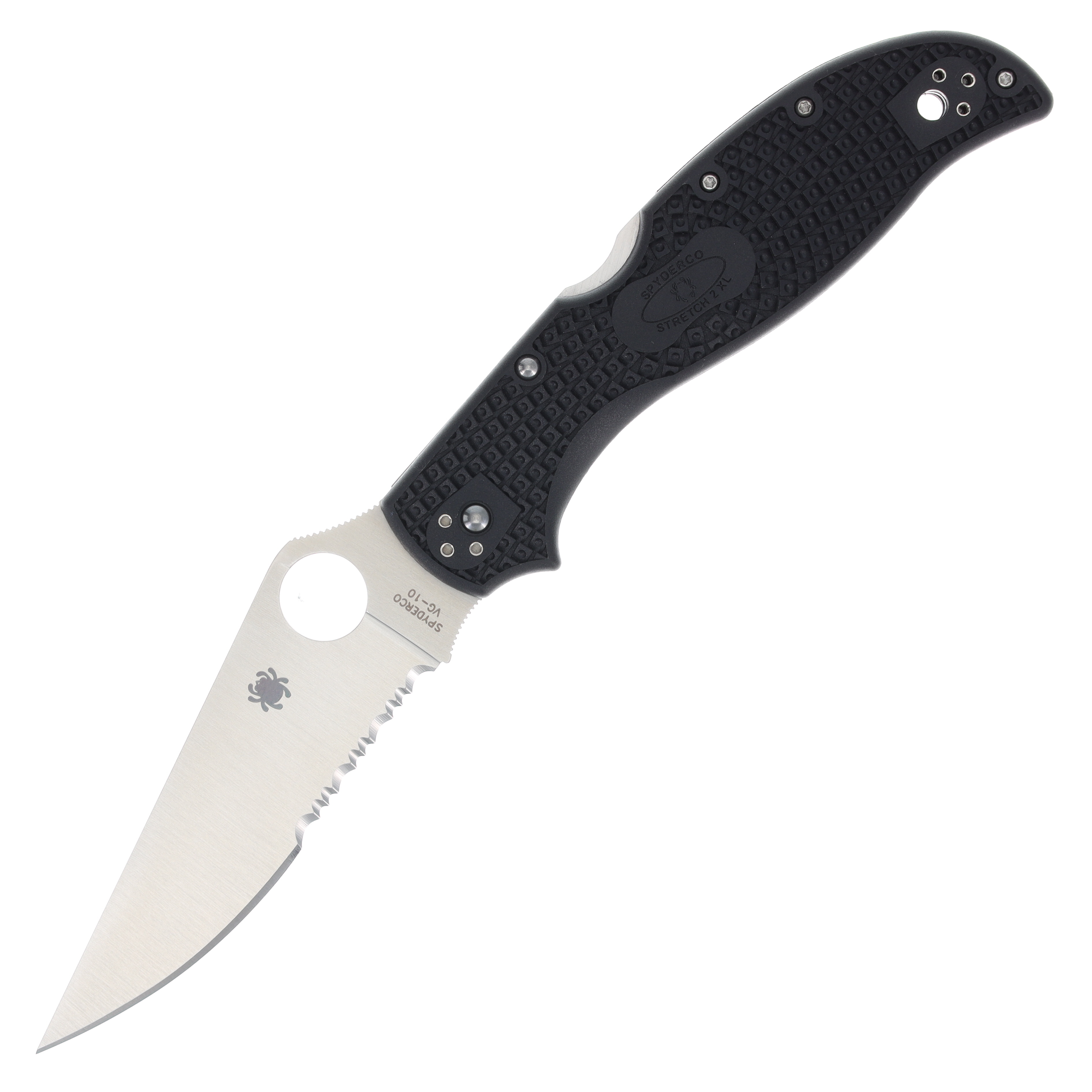 Spyderco Stretch 2XL Lightweight Folding Knife 3.99in Satin Part Serrated Blade SPC258PSBK View 1