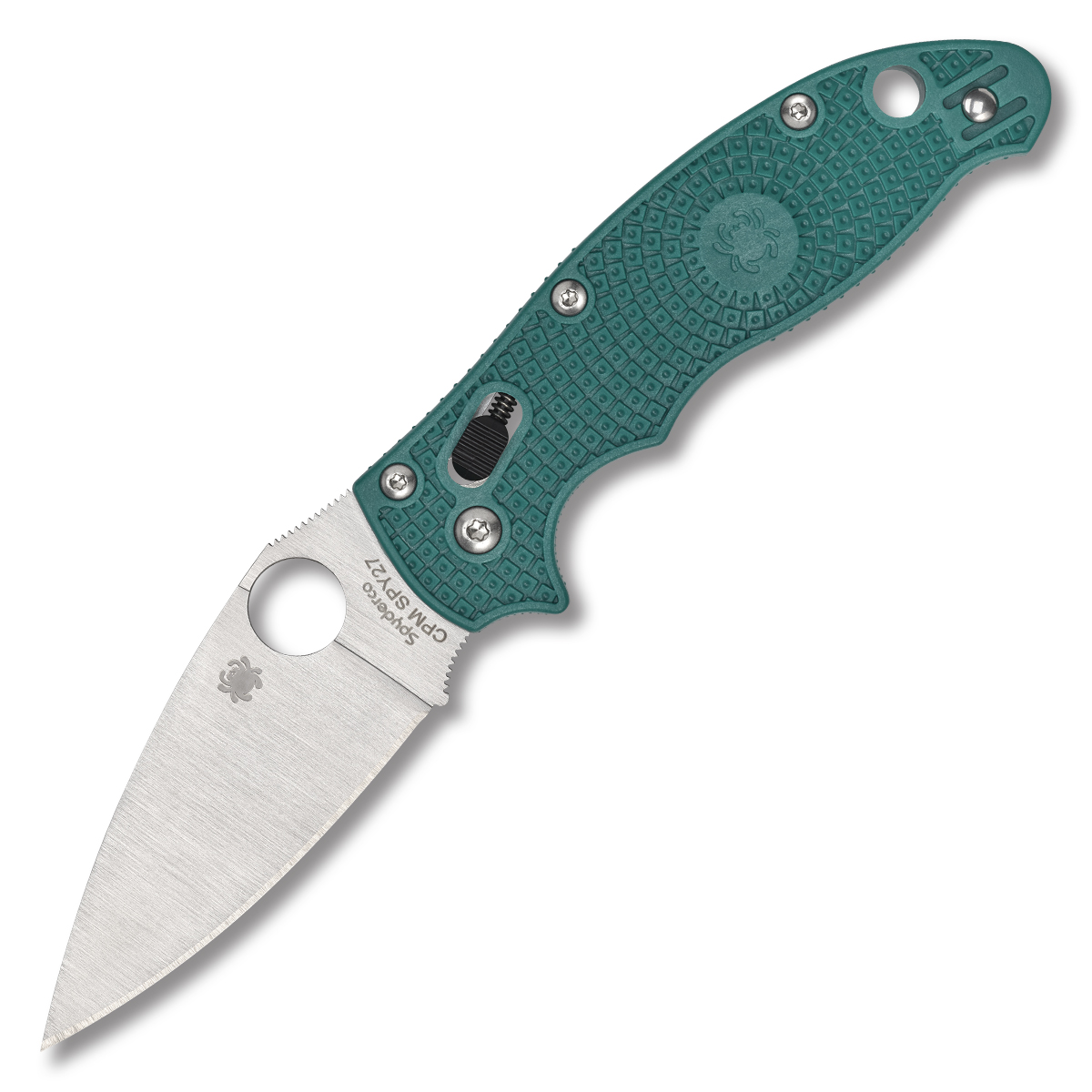Spyderco Manix 2 Lightweight Teal 3.37 Inch Plain Satin Leaf SPC101PCBL2 View 1