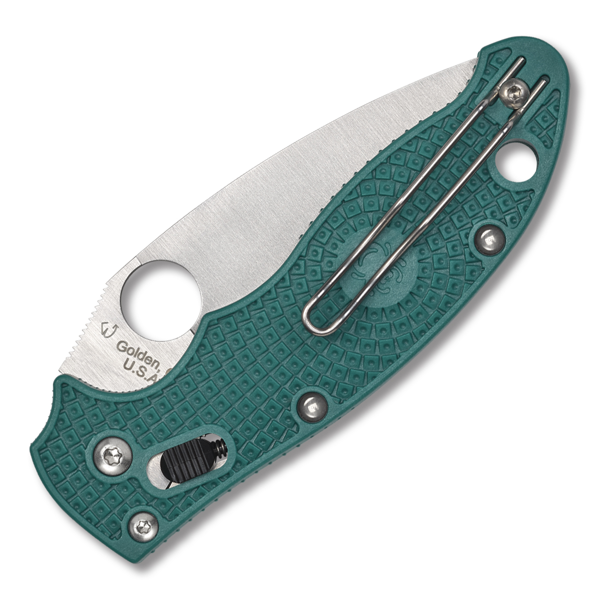 Spyderco Manix 2 Lightweight Teal 3.37 Inch Plain Satin Leaf SPC101PCBL2 View 2