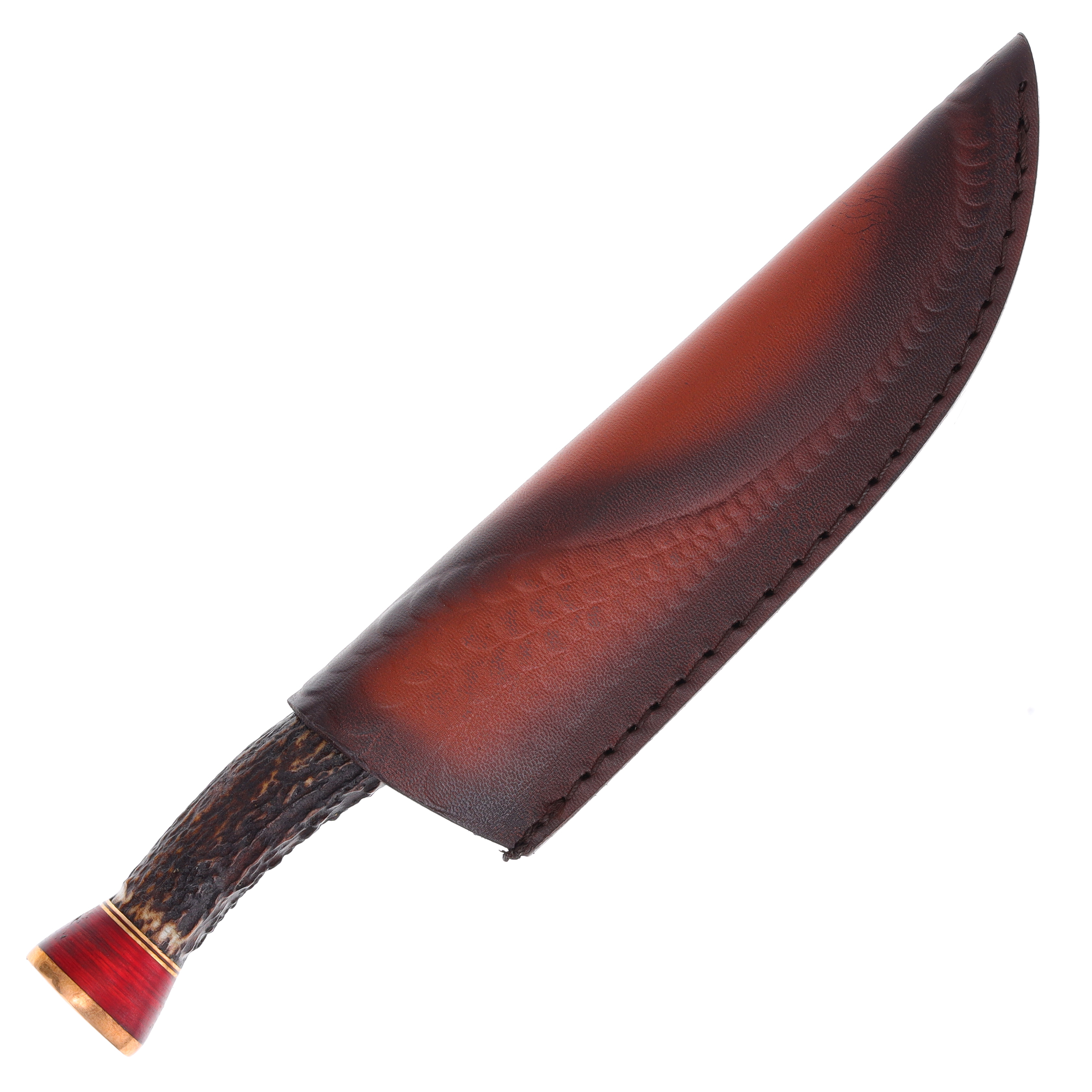 Marbles Damascus Copper Fixed Blade 5in Clip Point Stag MR623 View 3