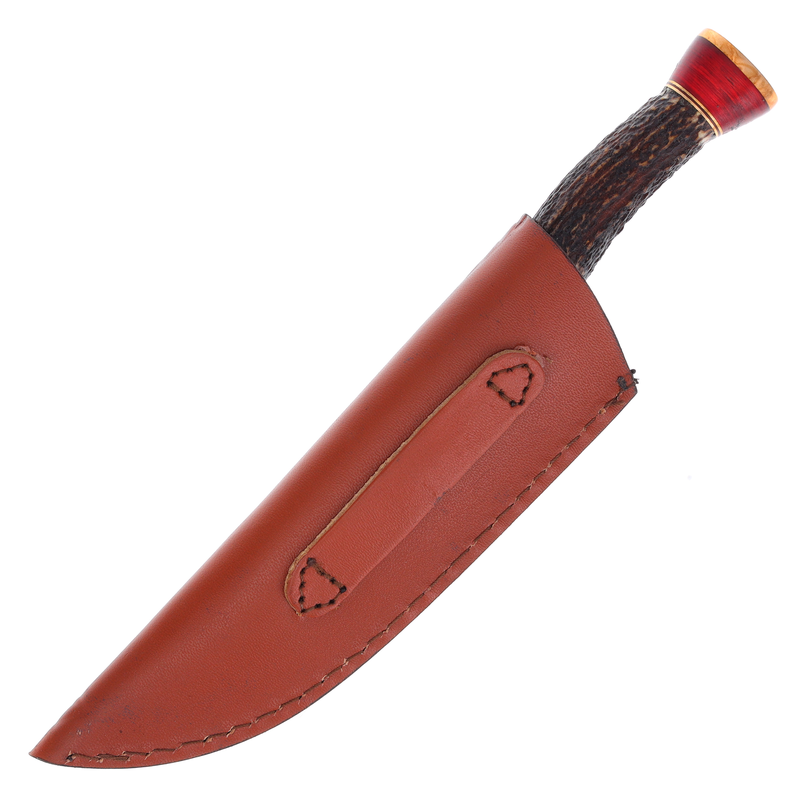 Marbles Damascus Copper Fixed Blade 5in Clip Point Stag MR623 View 4
