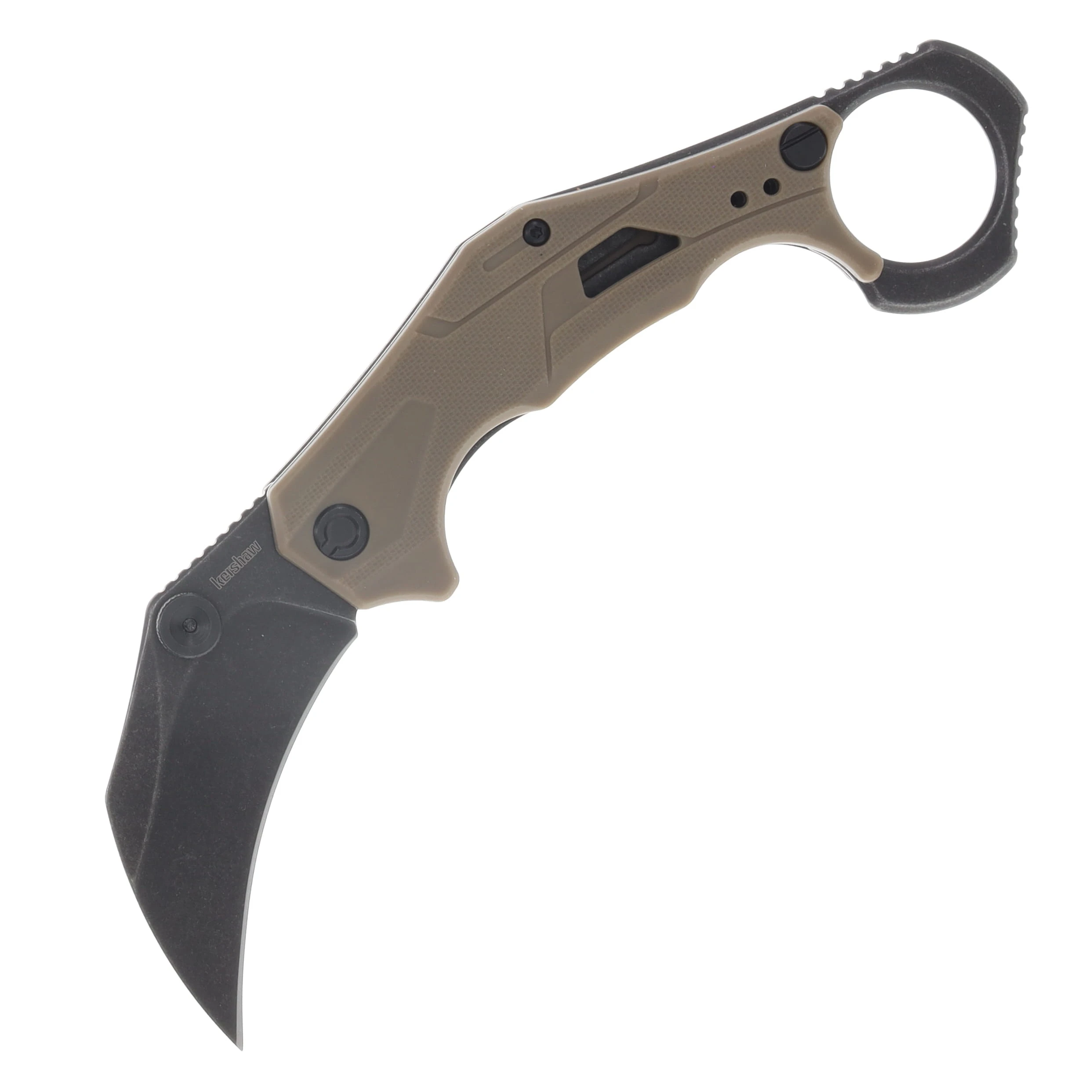 Kershaw Outlier Assisted Folding Knife Tan 2.6in Blackwash Karambit KS2064TANBW View 1