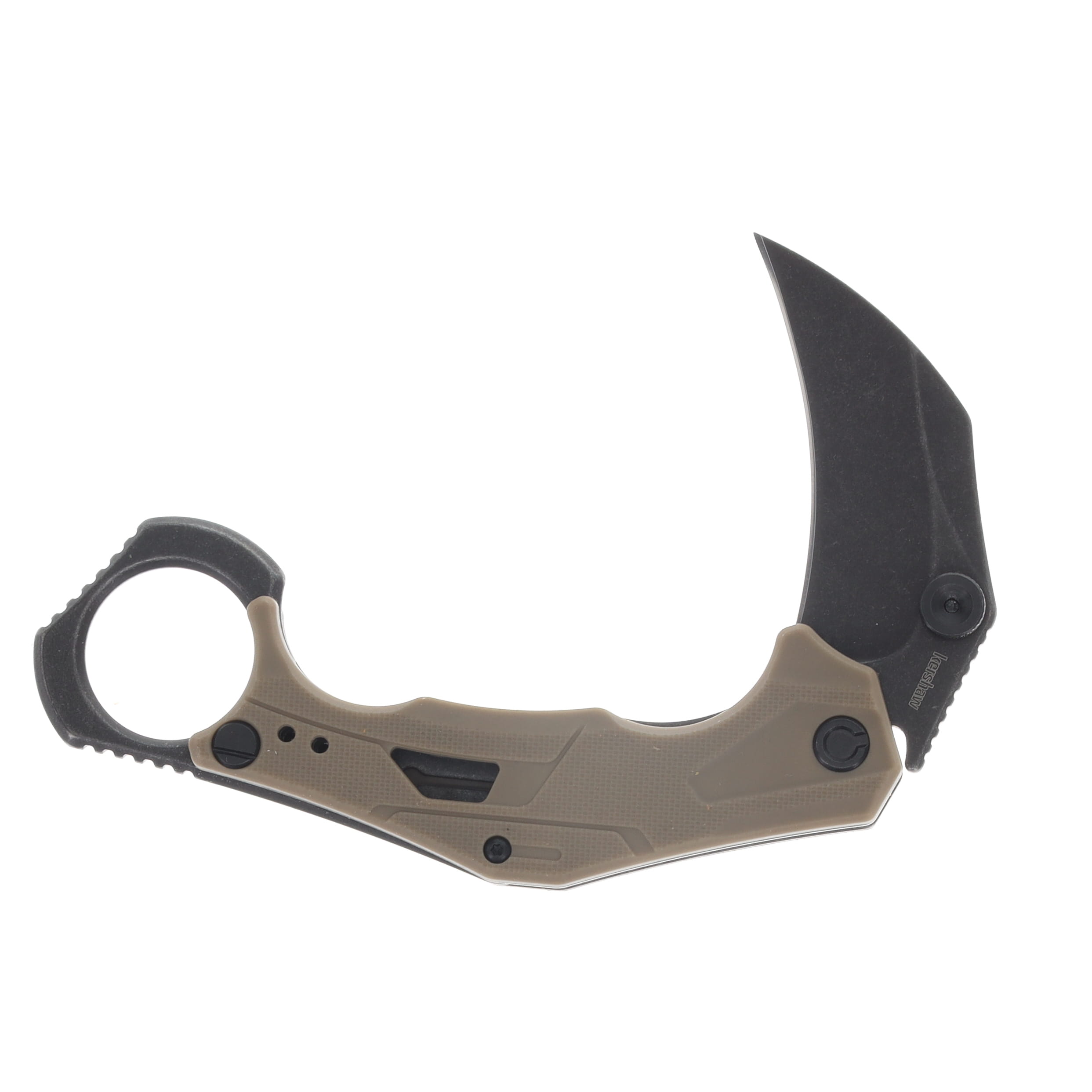 Kershaw Outlier Assisted Folding Knife Tan 2.6in Blackwash Karambit KS2064TANBW View 3