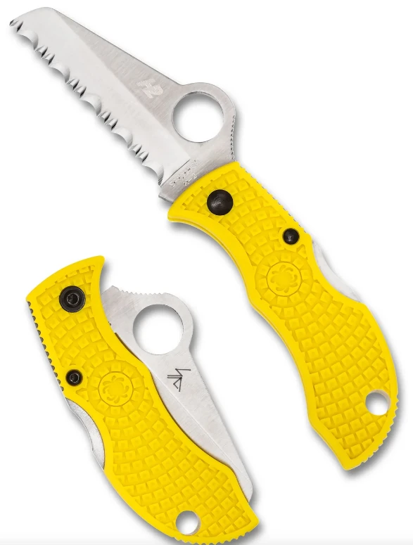 Spyderco Manbug Salt Folding Knife Serrated H2 Sheepsfoot - Yellow FRN SPMYLS View 1