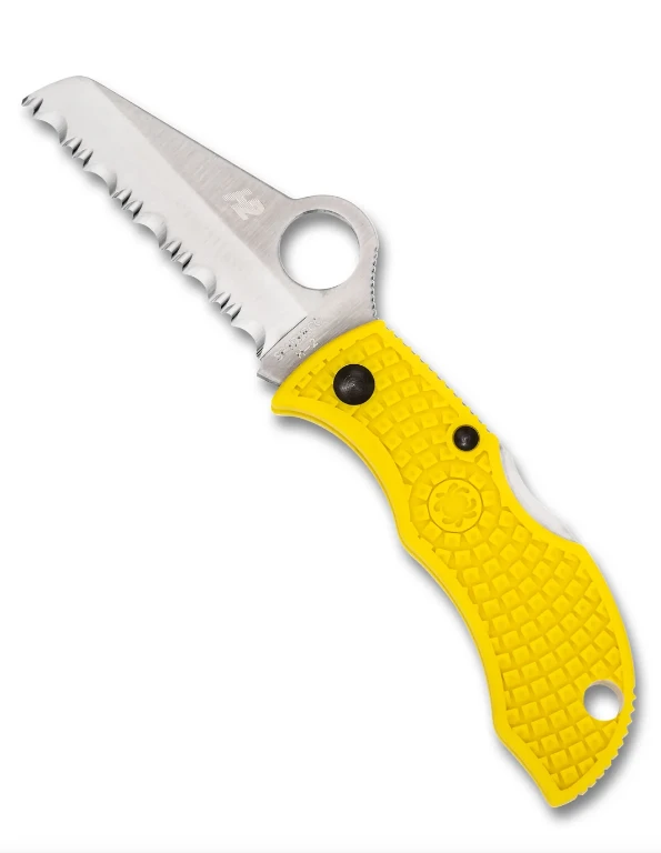 Spyderco Manbug Salt Folding Knife Serrated H2 Sheepsfoot - Yellow FRN SPMYLS View 2