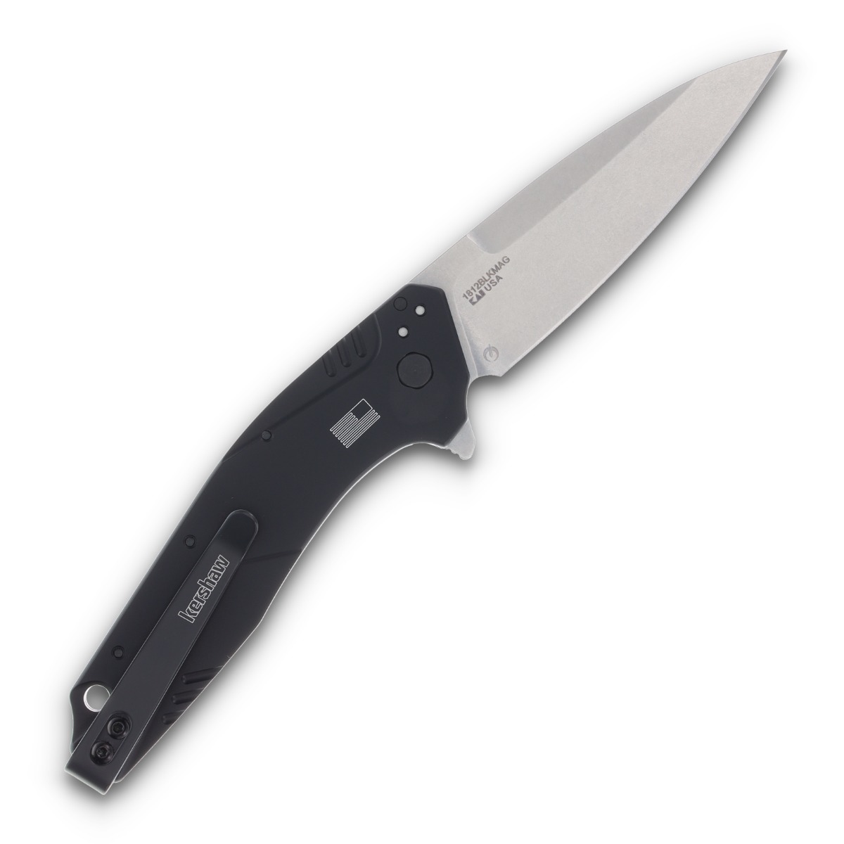 Kershaw Dividend Folding Knife Black Aluminum 3 In Magnacut Stonewash Drop Point KS1812BLKMAG View 2