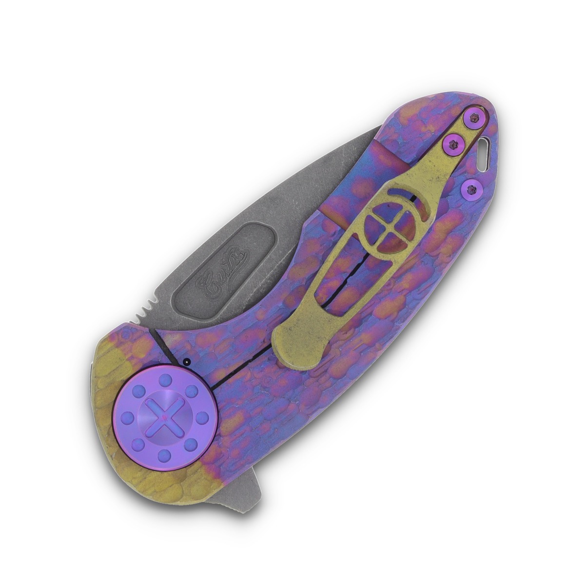 Curtiss Customs F3 Compact Folding Knife Magnacut Spanto/Sunset Titanium CCKF3FCSPFYPP View 6