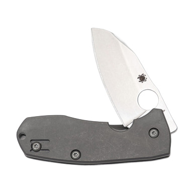 Spyderco Techno 2 Gray 2.52 Inch Plain Stonewash Modified Sheepsfoot SPC158TIP2 View 4