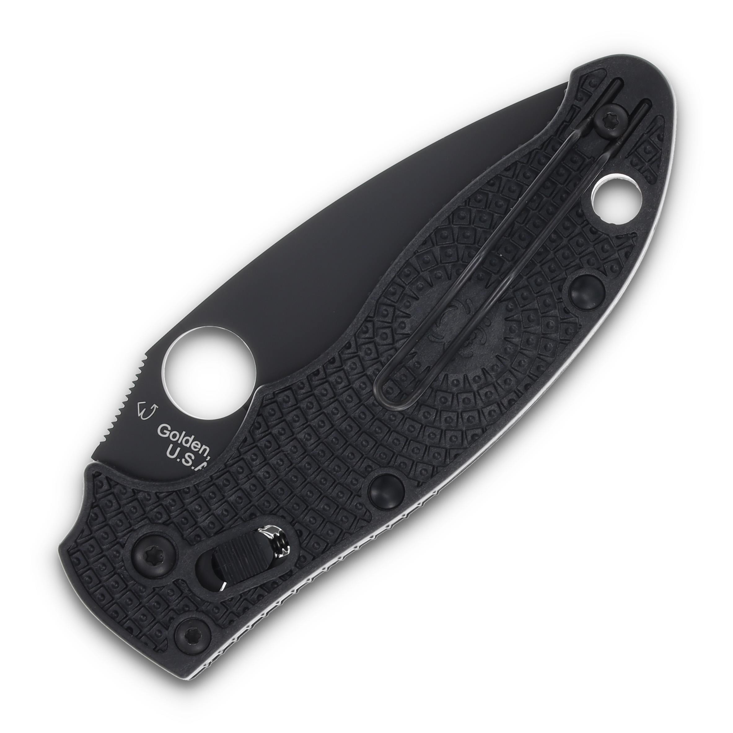 Spyderco Manix 2 Lightweight Folding Knife 3.37in Plain Black DLC Leaf SPC101PBBK2 View 6