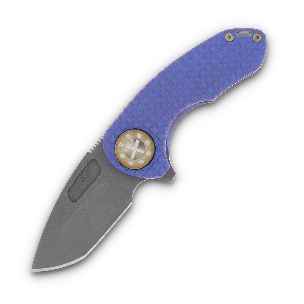 Curtiss Custom Knives F3 Compact Framelock Folding Knife (Magnacut Spanto, Purple-Blasted Bronze Titanium) CCKF3FCSPFFP View 1