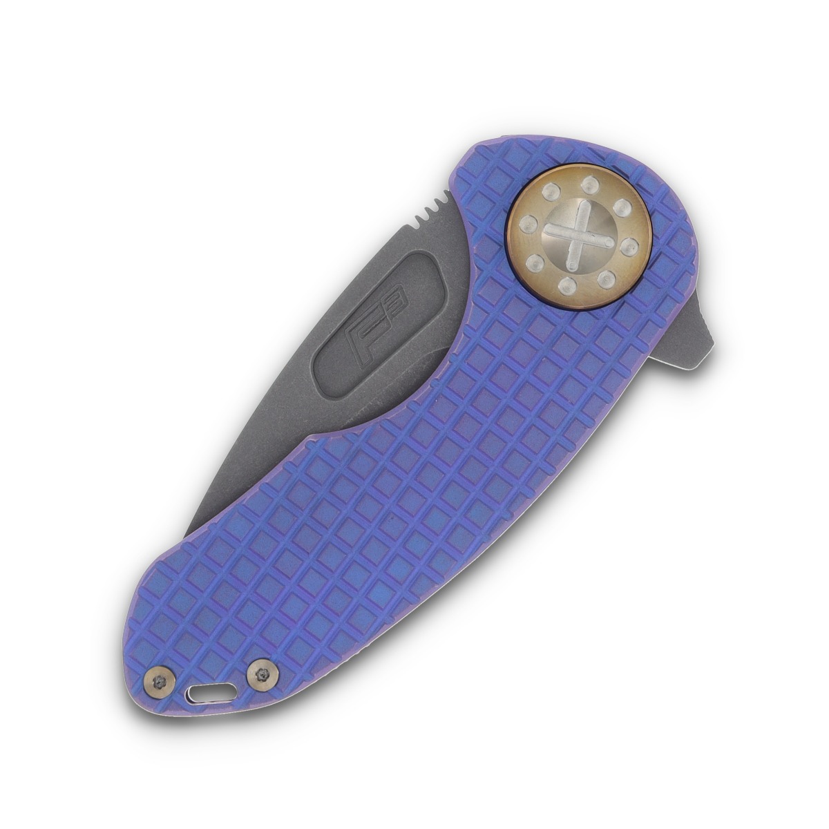 Curtiss Custom Knives F3 Compact Framelock Folding Knife (Magnacut Spanto, Purple-Blasted Bronze Titanium) CCKF3FCSPFFP View 5