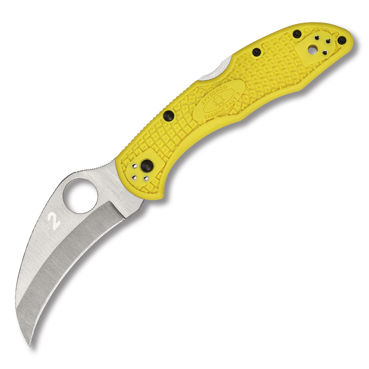 Spyderco Tasman Salt 2 Folding Knife Yellow FRN 2.9in Satin PlainEdge SPC106PYL2 View 1