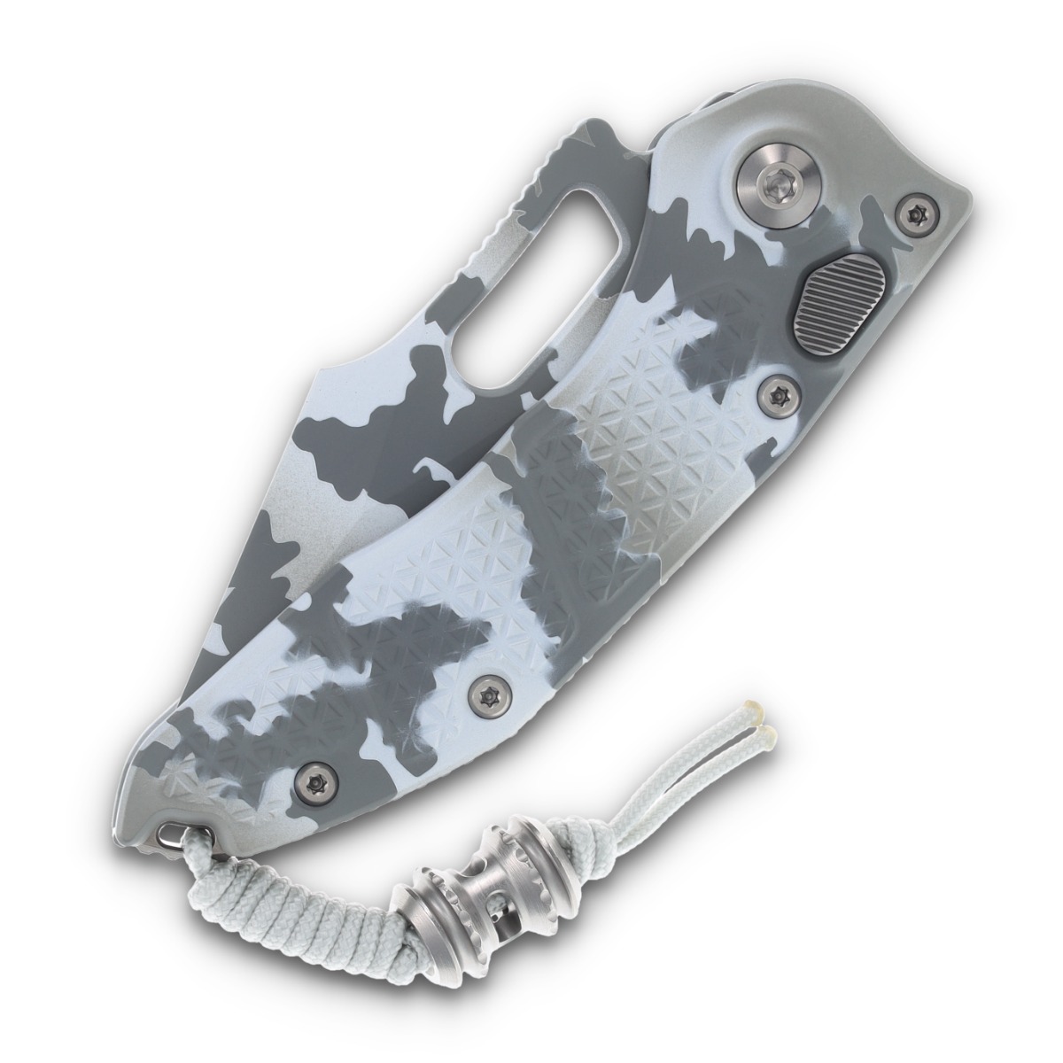 Microtech Stitch Out-the-Side Automatic Knife Arctic Camo Partially Serrated AUMT1692ACS View 3