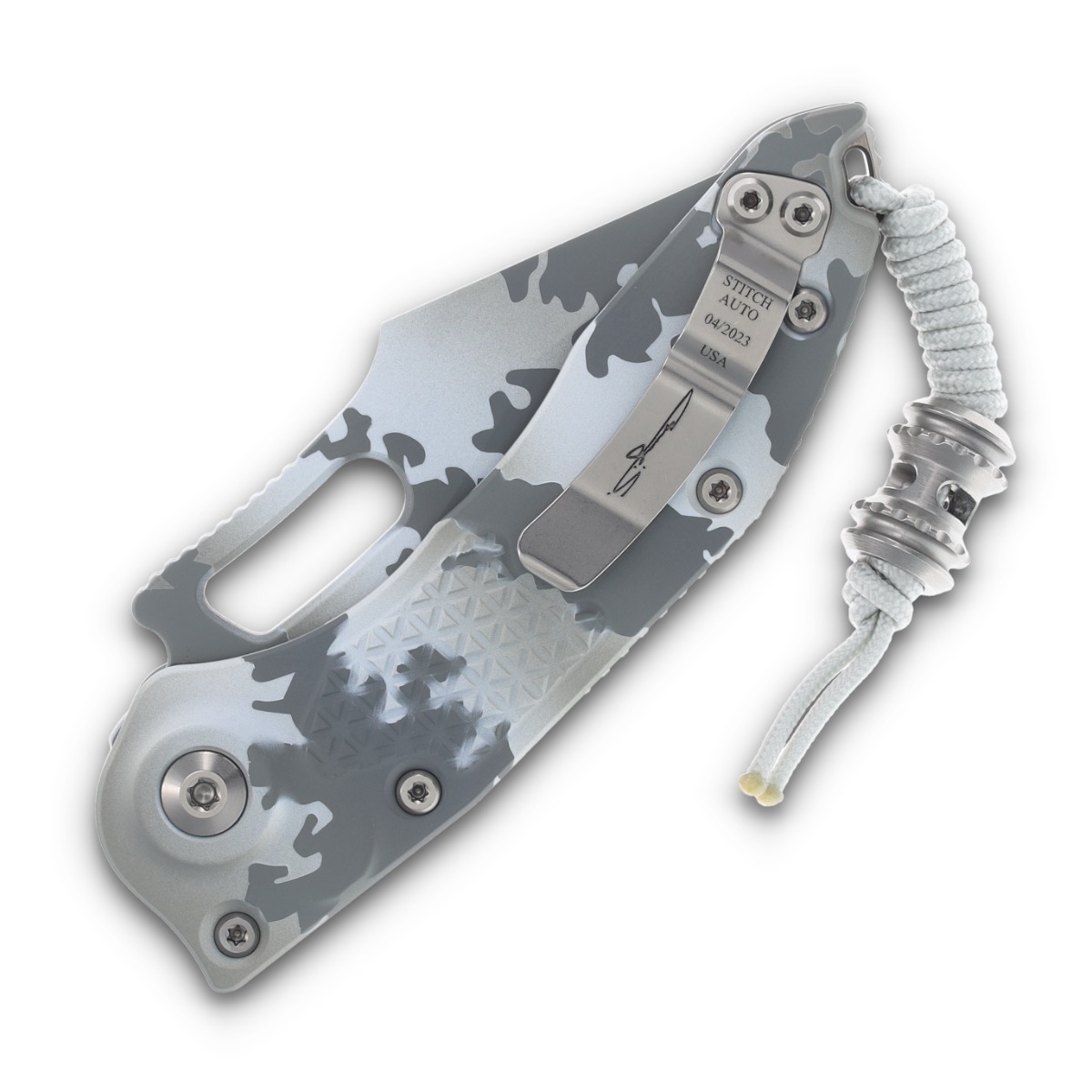 Microtech Stitch Out-the-Side Automatic Knife Arctic Camo Partially Serrated AUMT1692ACS View 4