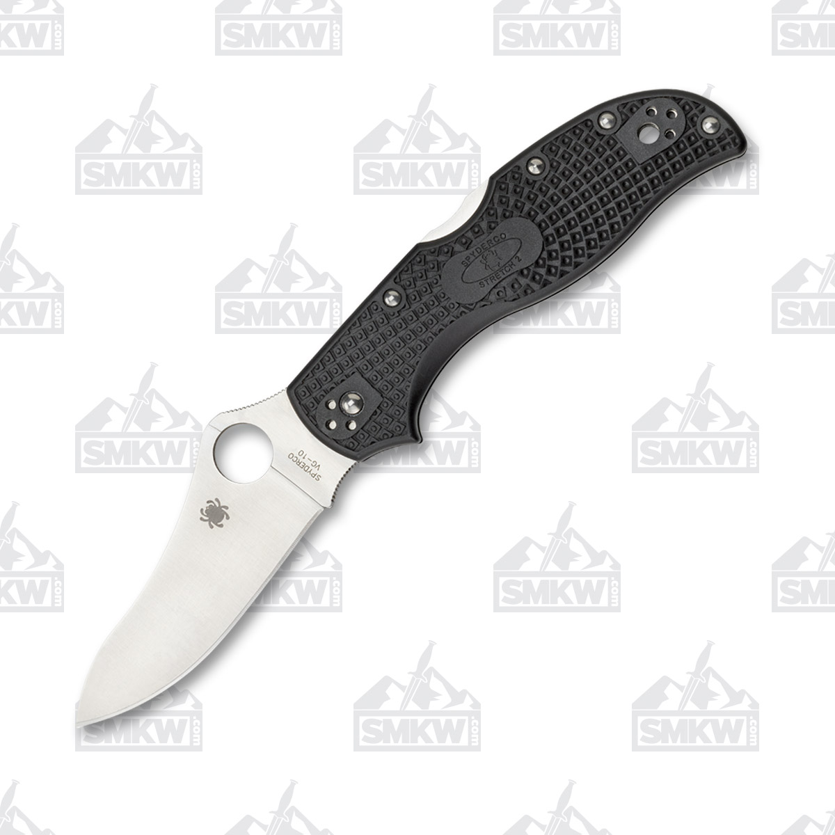 Spyderco Stretch 2 Folding Hunting Knife Black FRN 3.43in Satin Plain Blade SPC90PBK2 View 2
