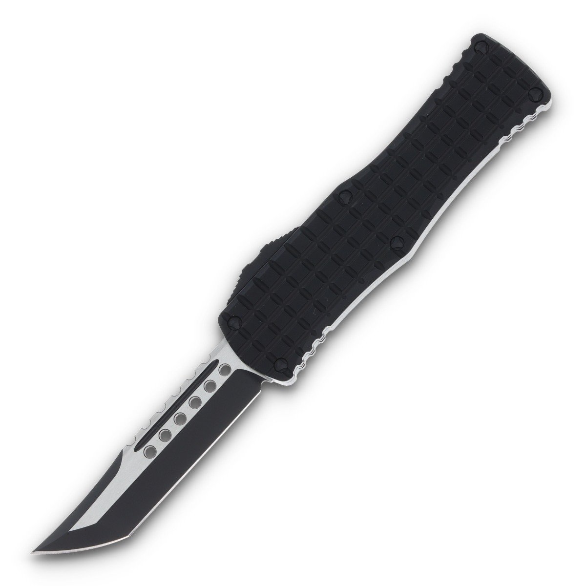 Microtech Hera Signature Series OTF Automatic Knife Blackout Hellhound Tanto Frag Patterned AUMT9191TFRS View 1