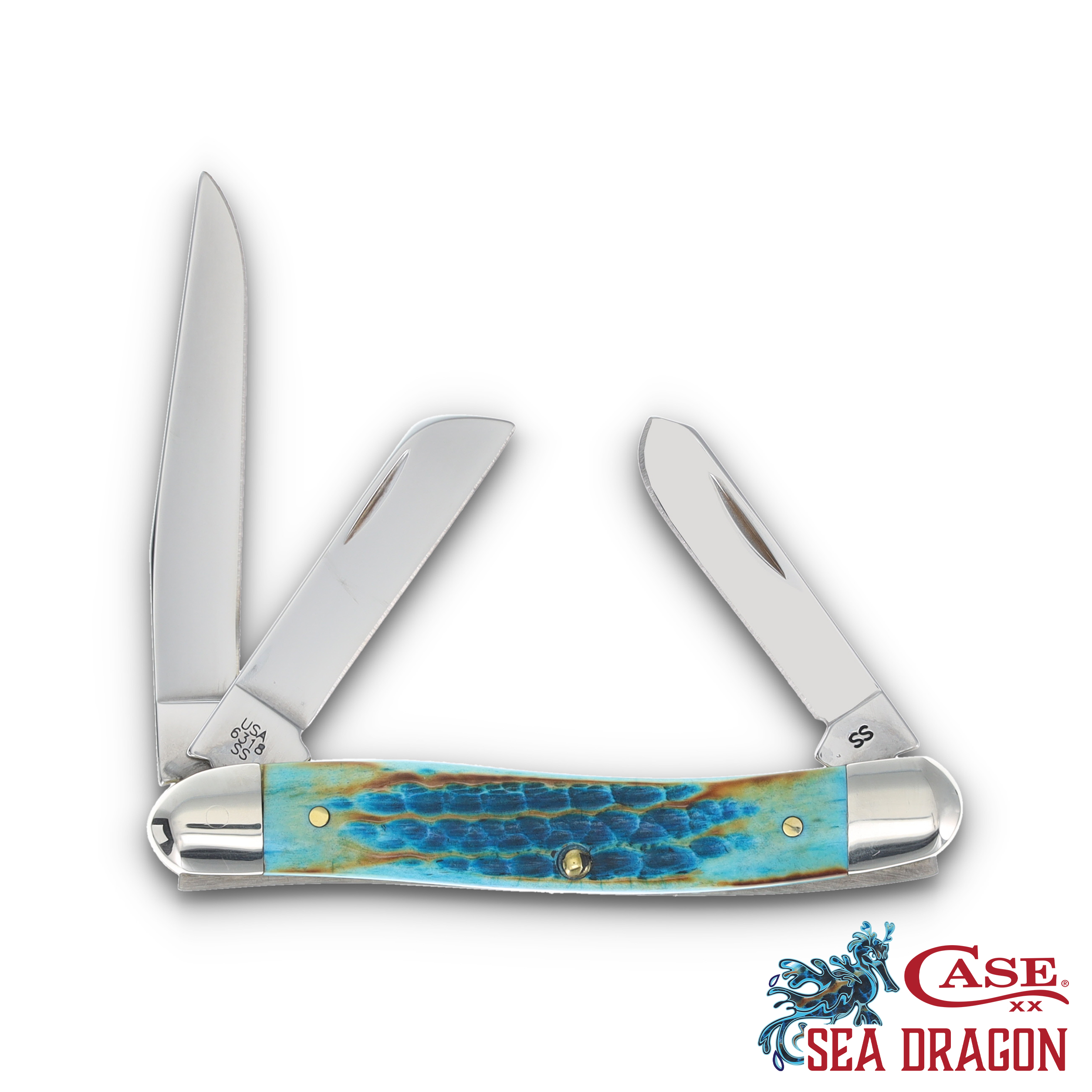 Case XX SMKW Exclusive Sea Dragon Bone Medium Stockman Folding Knife View 2