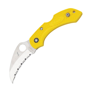 Spyderco Dragonfly 2 Salt Folding Knife Serrated Hawkbill Yellow FRN SPC28SYL2HB View 2