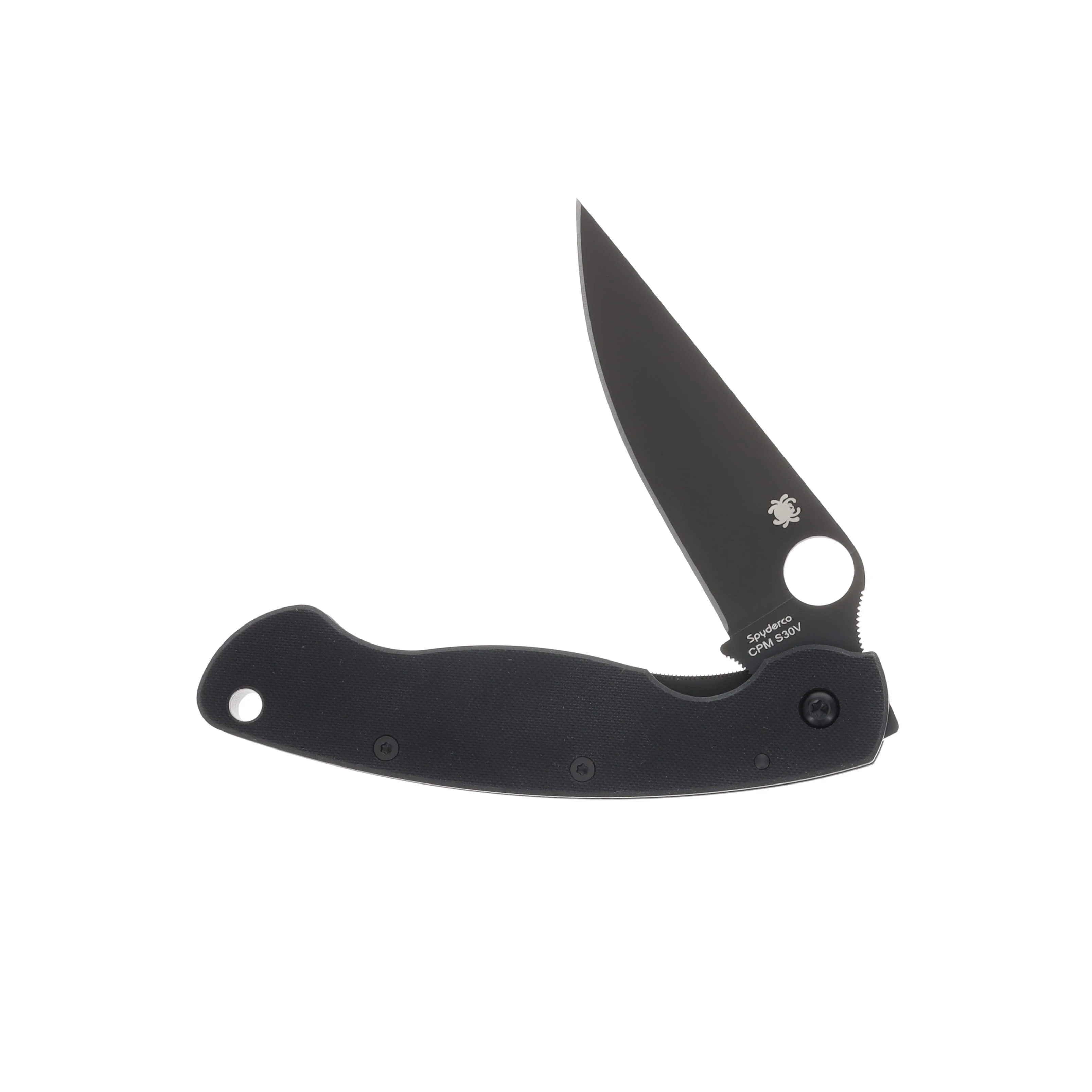 Spyderco Military Folding Knife 4 Inch Plain Black DLC Clip Point SPC36GPBK View 3
