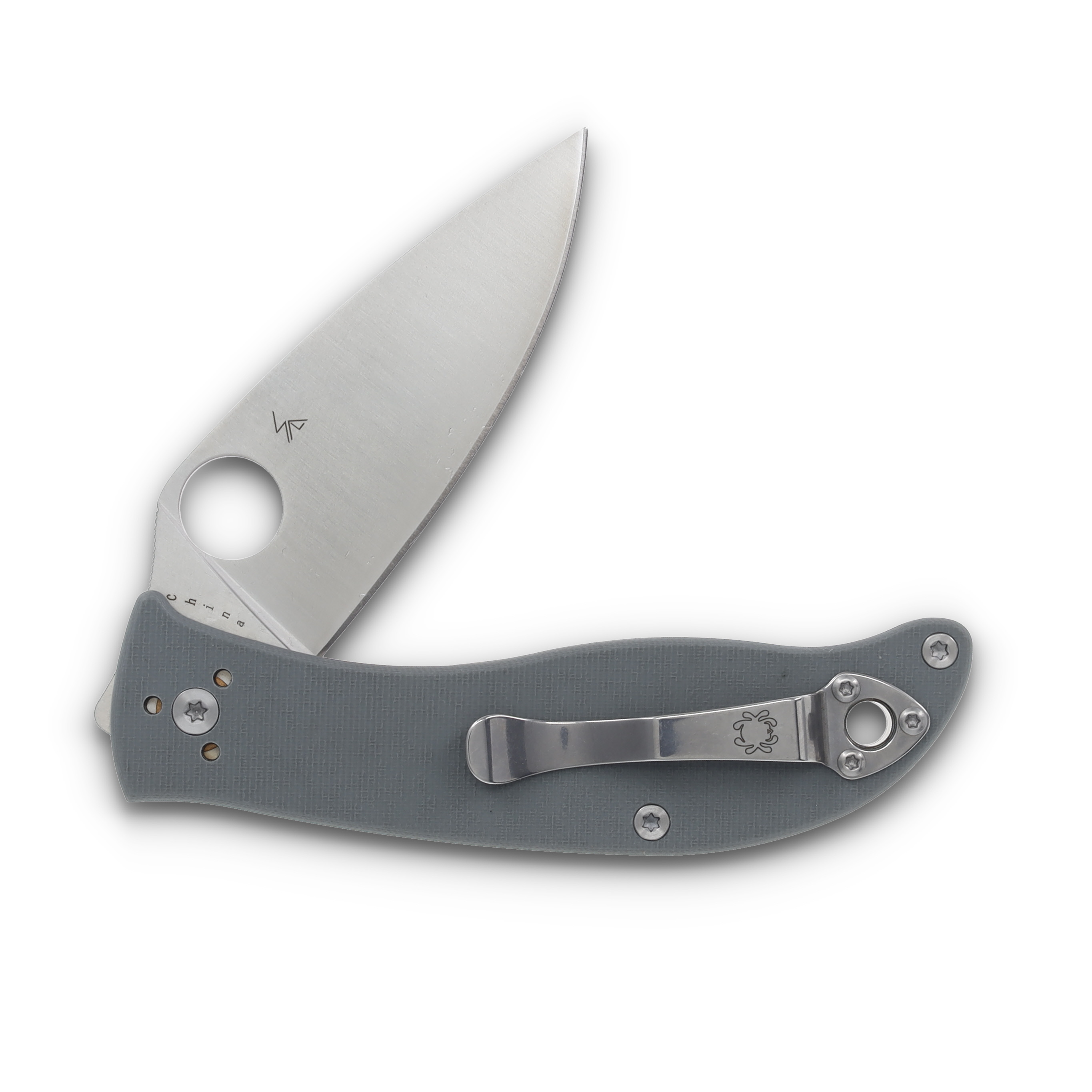 Spyderco PoleStar Folding Knife Gray G10 3.3in Satin Plain Blade SPC220GPGY View 4